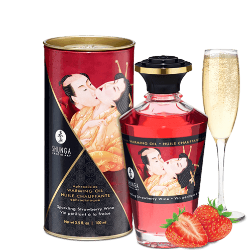 Huile chauffante aphrodisiaque – Vin pétillant à la fraise 100ml
