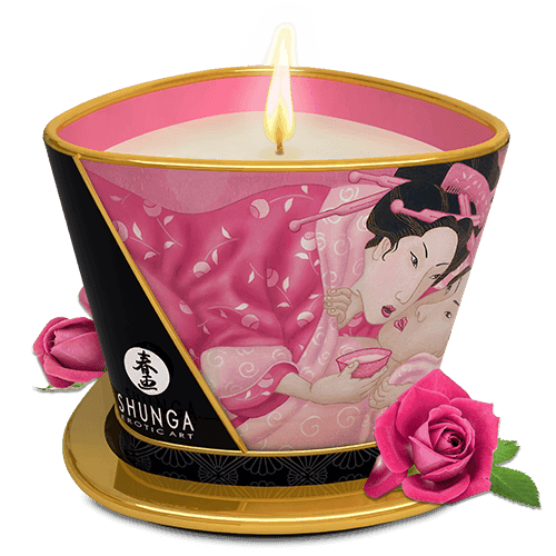 Bougie de massage lueur et caresses – Aphrodisia Rose