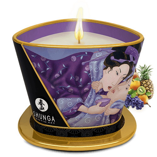 Bougie de massage lueur et caresses – Libido Fruits exotiques