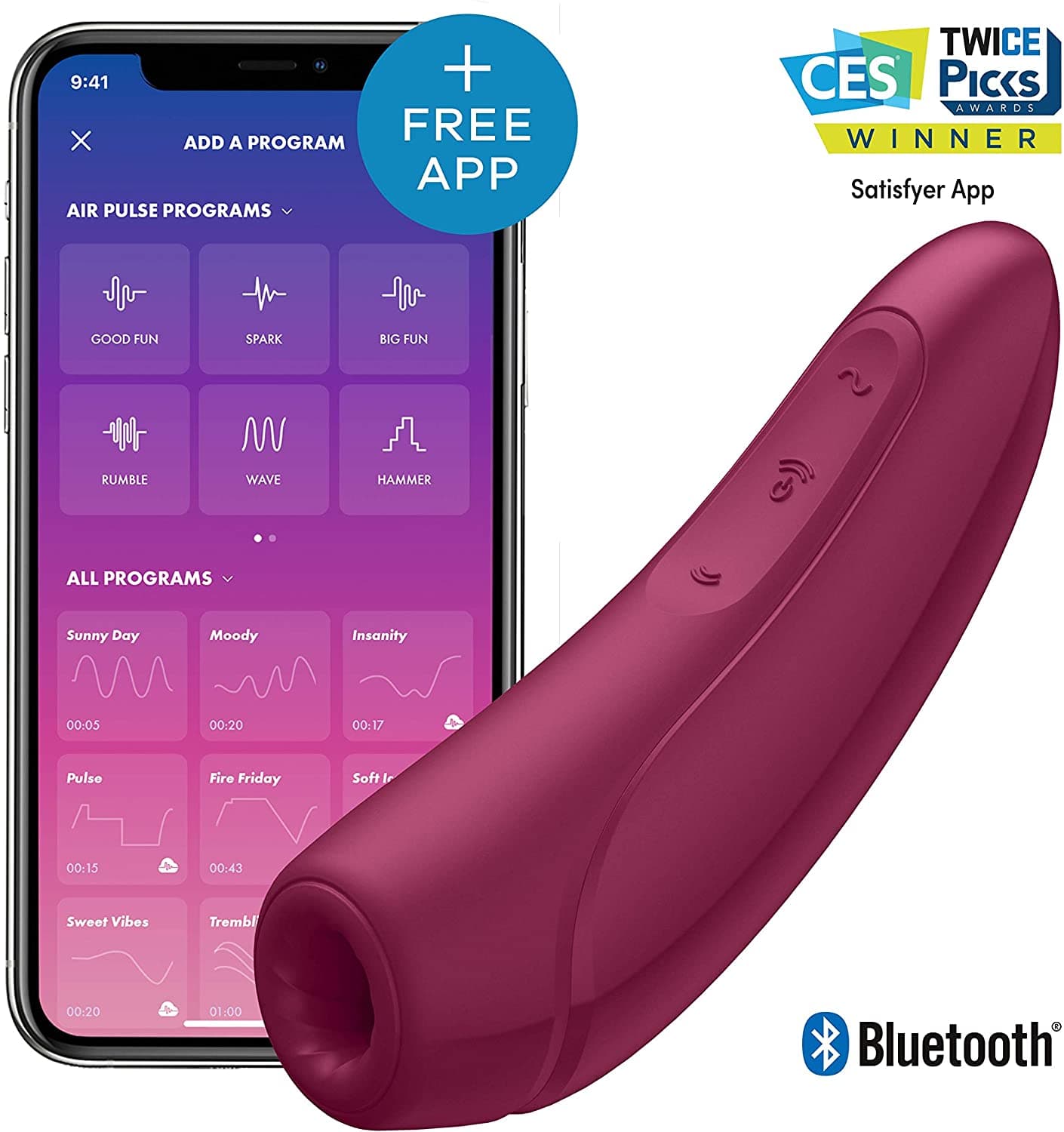 Stimulateur connecté Satisfyer Curvy 1+ – Bordeaux — vue 1