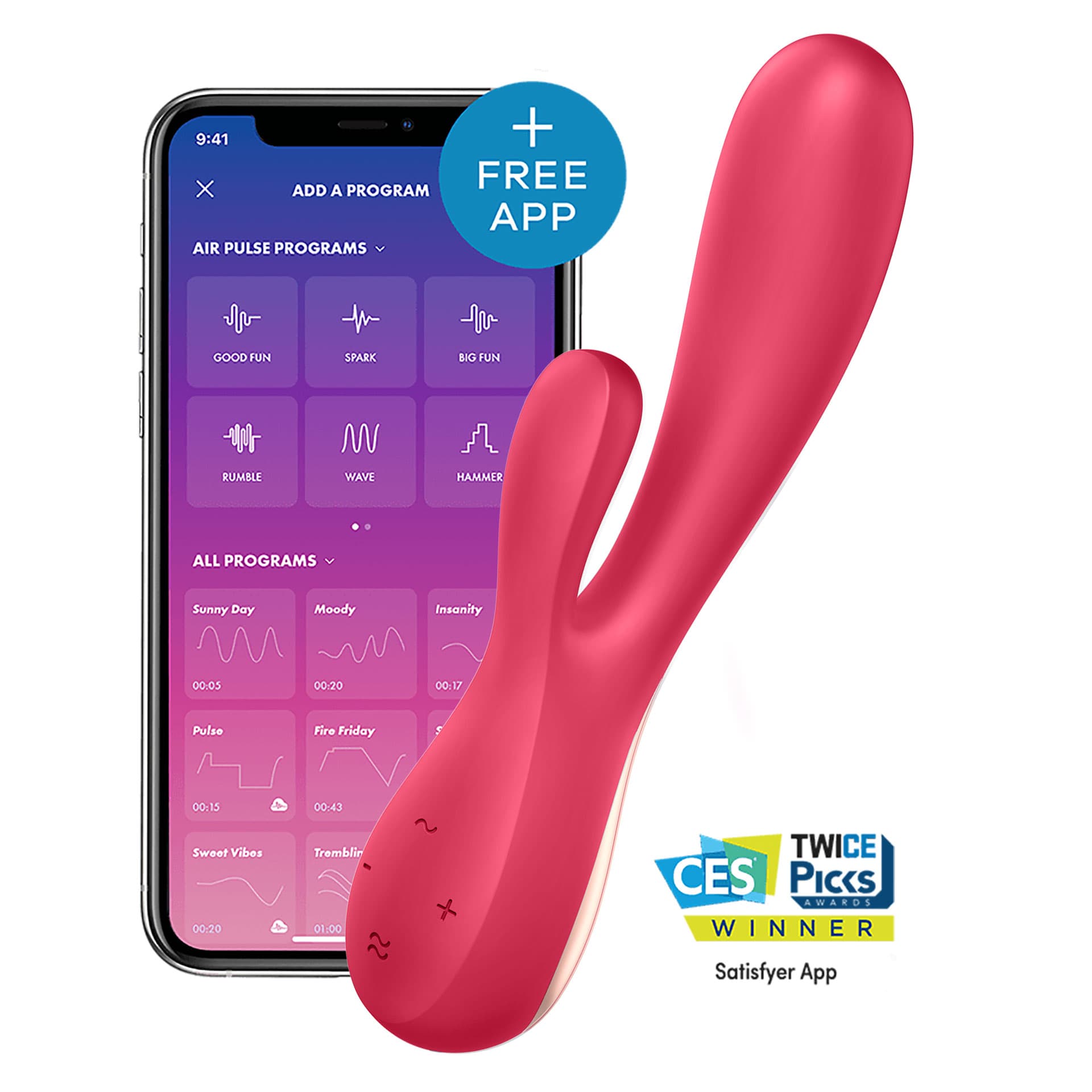 Vibromasseur connecté Satisfyer Mono Flex – Rouge