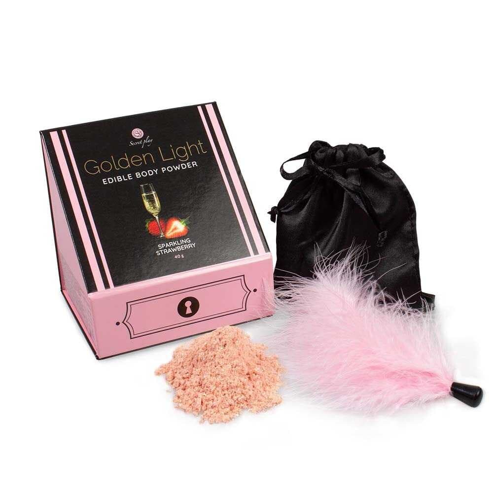 Poudre comestible vin pétillant fraise et plumeau – Secret play
