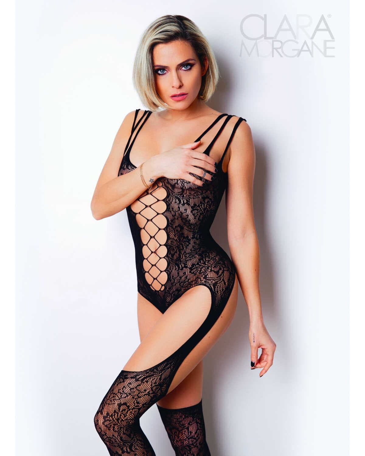 Le numéro 9 bodystocking Clara Morgane – Noir
