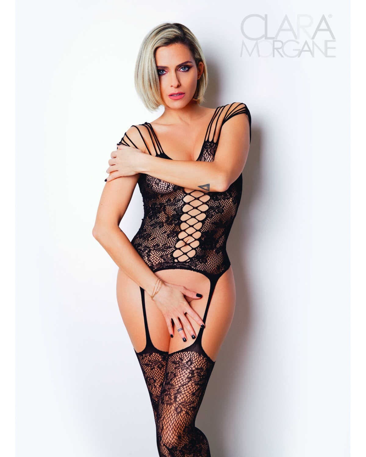 Le numéro 10 bodystocking Clara Morgane – Noir