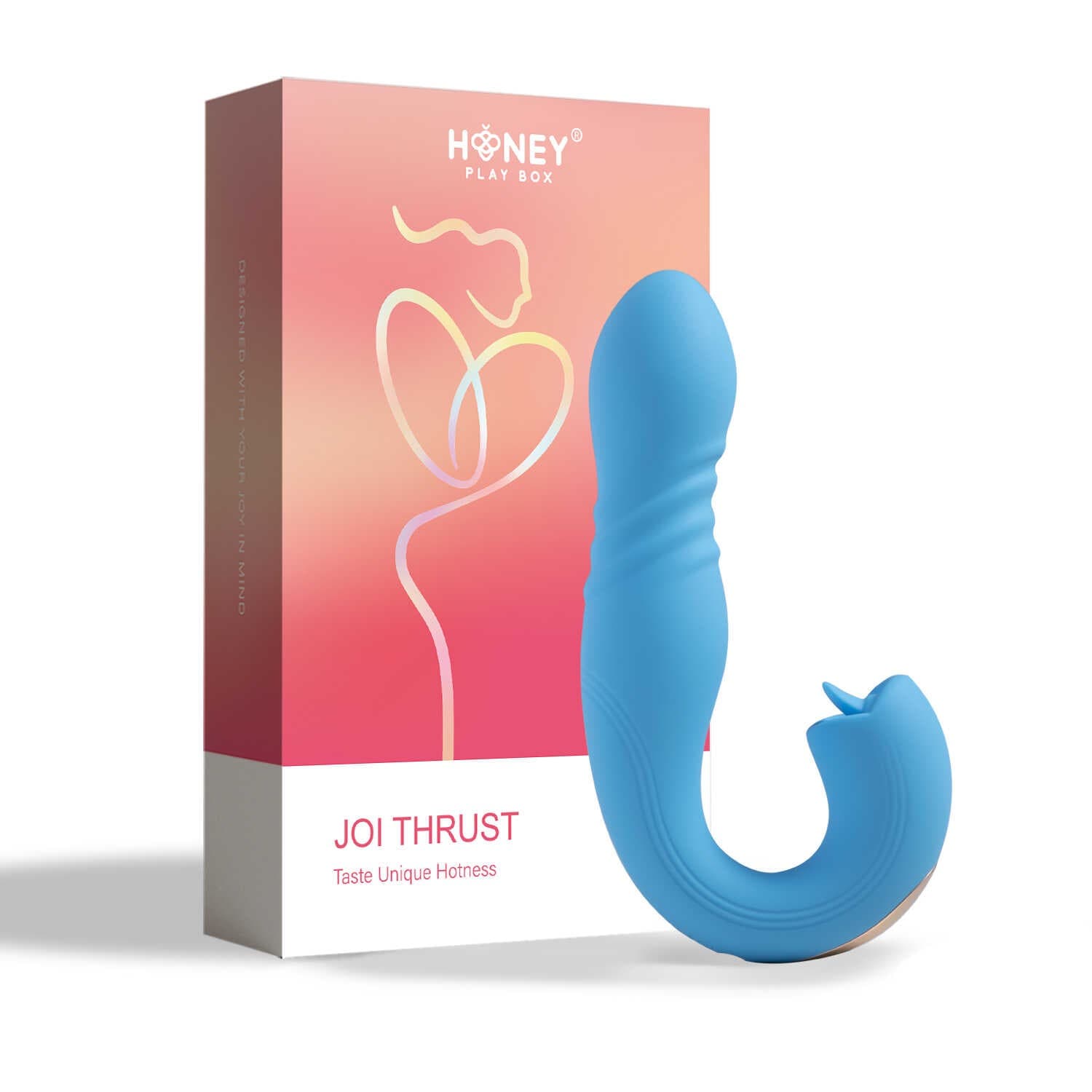 JOI THRUST bleu – Vibromasseur point G – lèche-clitoris – va et vient contrôlé par application — vue 1