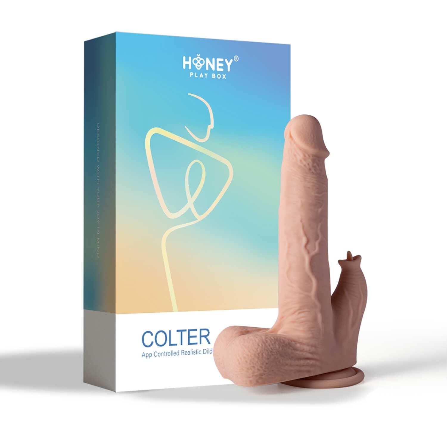 Colter gode réaliste vibrant, va et vient et lécheur avec appli 21 cms – Chair