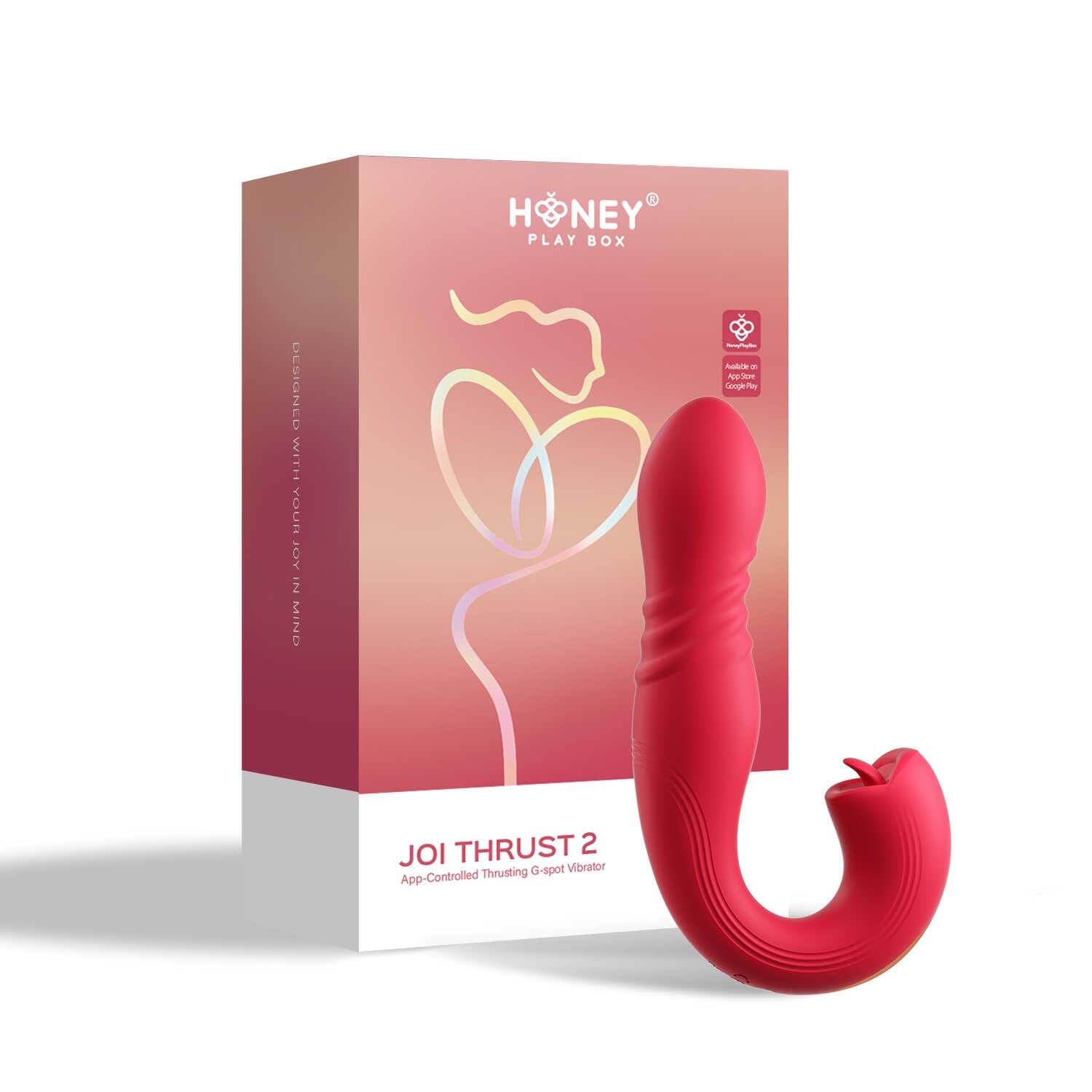 JOI THRUST 2 rouge – Vibromasseur point G – lèche-clitoris – va et vient contrôlé par application