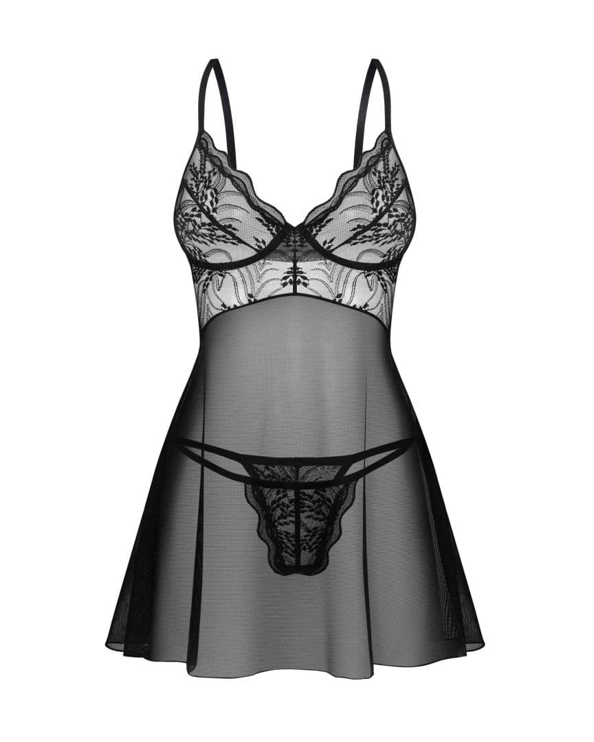 Perisia babydoll et string – Noirs
