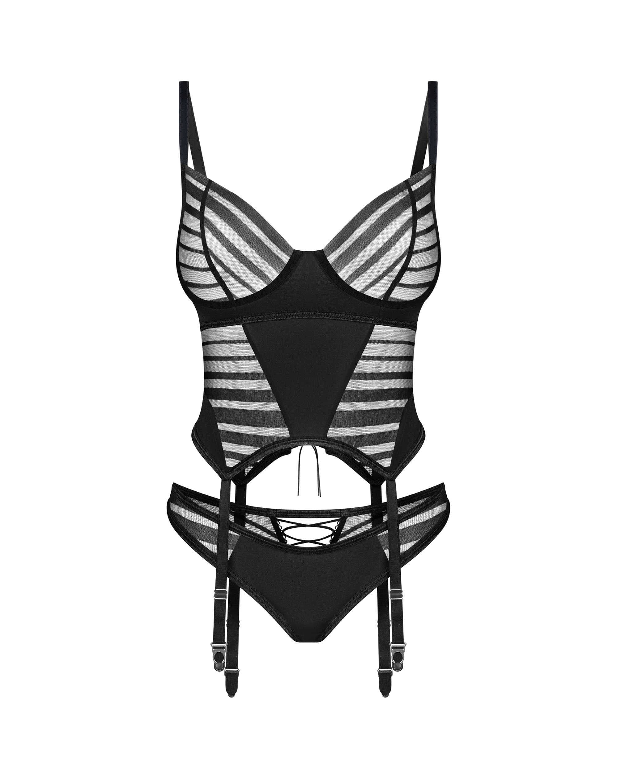 Lune Bellis corset et string – Noirs