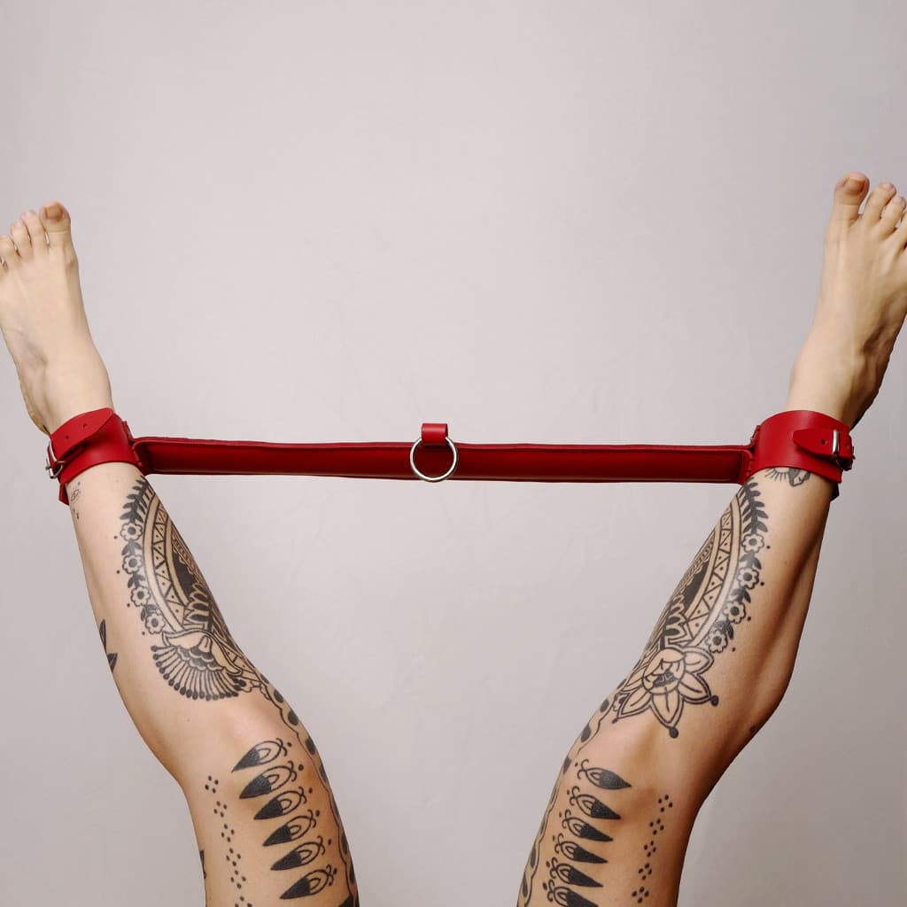 Barre de contrainte cuir et anneau Rouge — vue 1