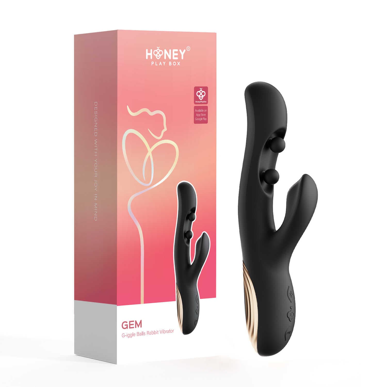Gem vibromasseur rabbit avec capteurs de pression et application Noir