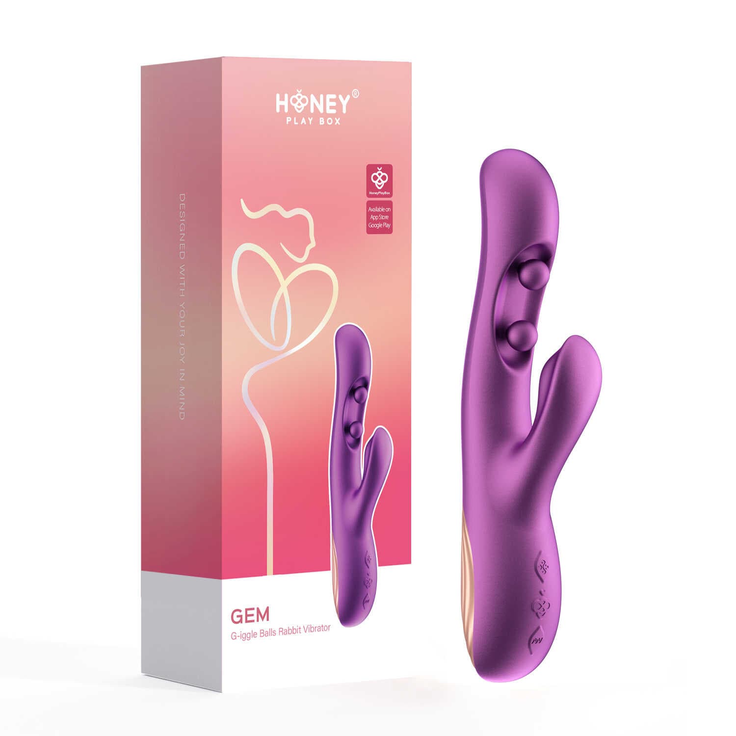Gem vibromasseur rabbit avec capteurs de pression et application Violet