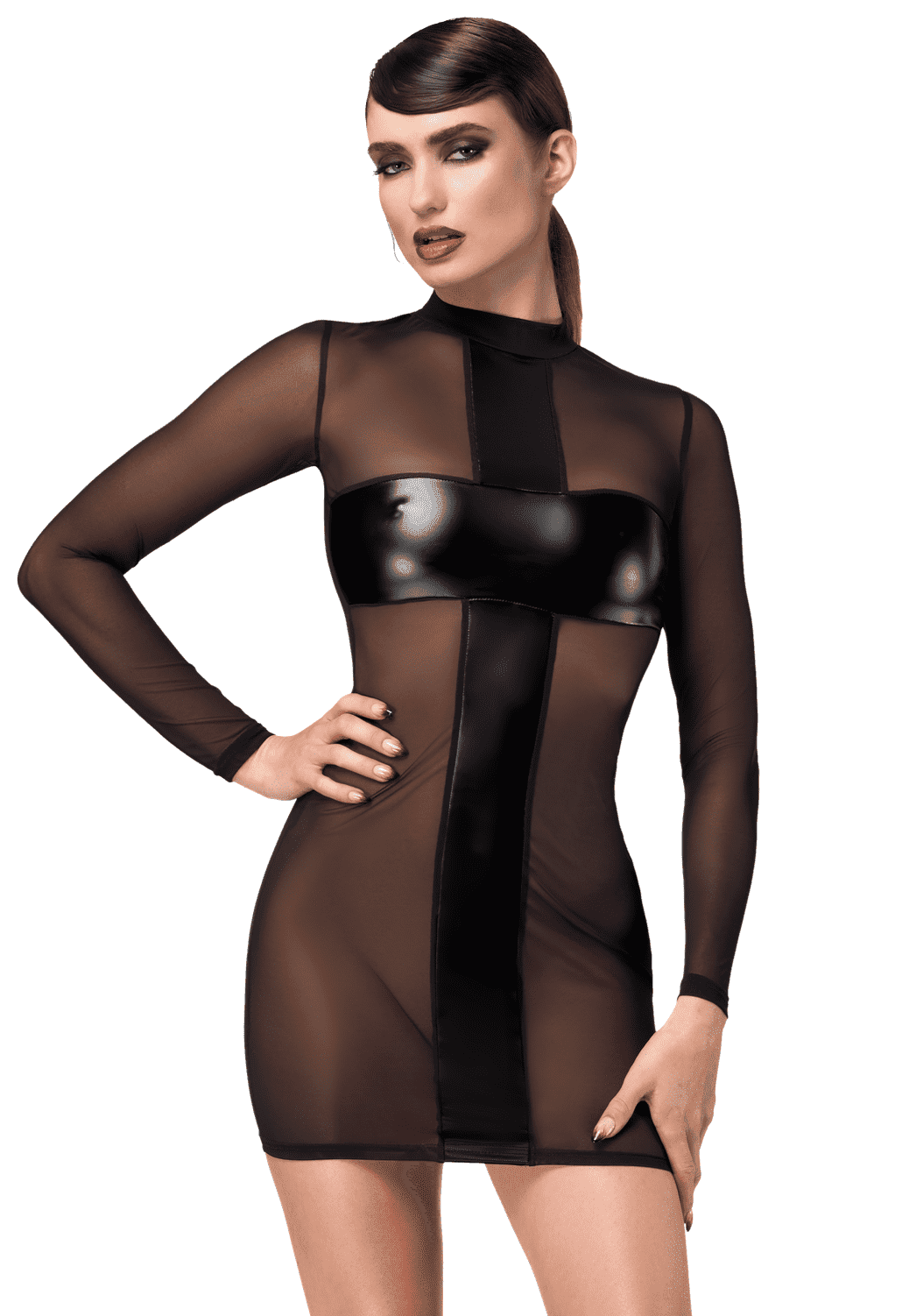 Crossfire Mini Robe en maille et wetlook
