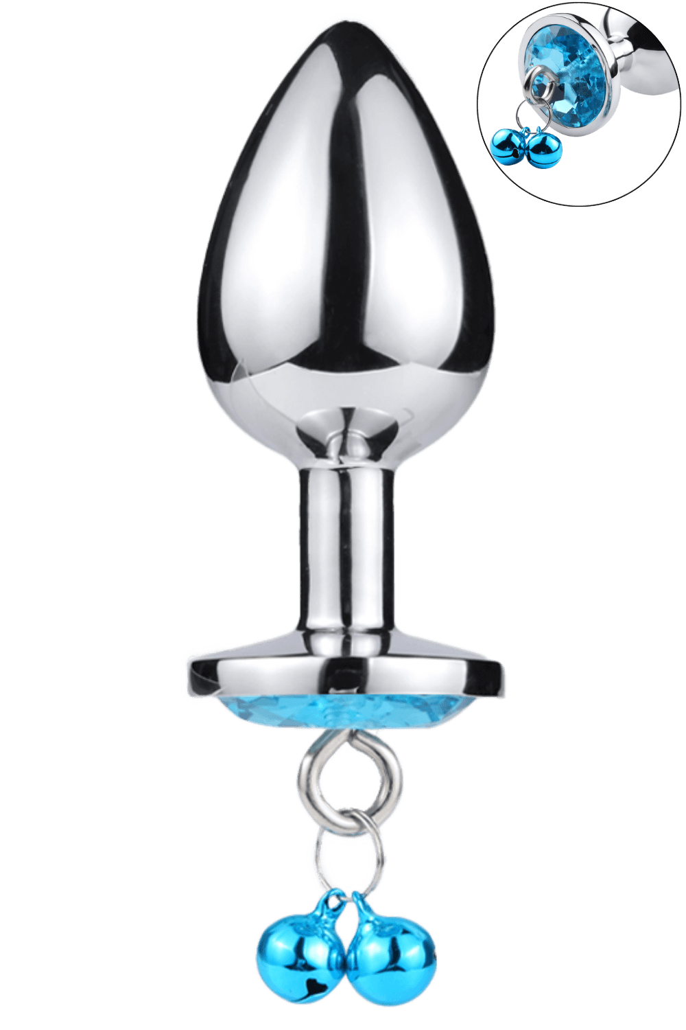 Plug bijou aluminium bleu avec clochettes Taille M JINGLE